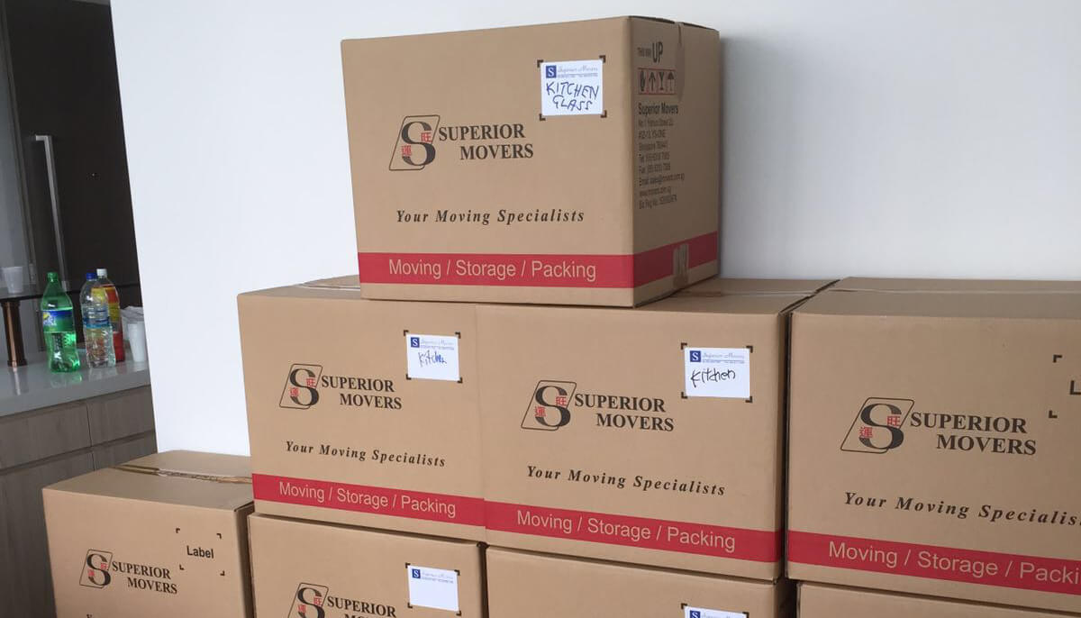 The cartons of items packed by Superior Movers for re-location